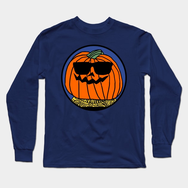 Cool Halloween Pumpkin Long Sleeve T-Shirt by ellenhenryart